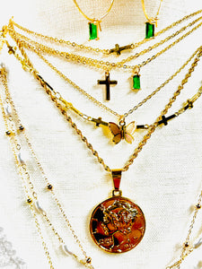 18k Gold Micro Lux Sideways Cross Necklace