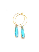 Load image into Gallery viewer, Faceted Turquoise Hoop Earrings