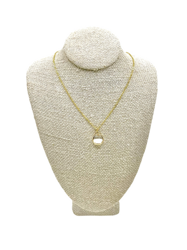 Round Clear Charm Necklace 18k