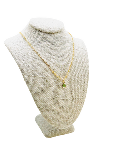 Mini Mint Green Charm Necklace 18k