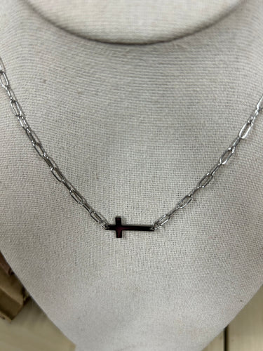 Custom - Lg Cross Paperclip necklace