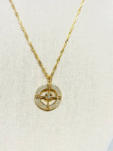 Load image into Gallery viewer, Compass Pendant CZ Necklace 18k