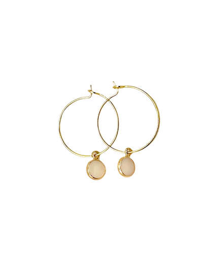 Mini Light Pink Charm Mini Hoop Earrings 18k