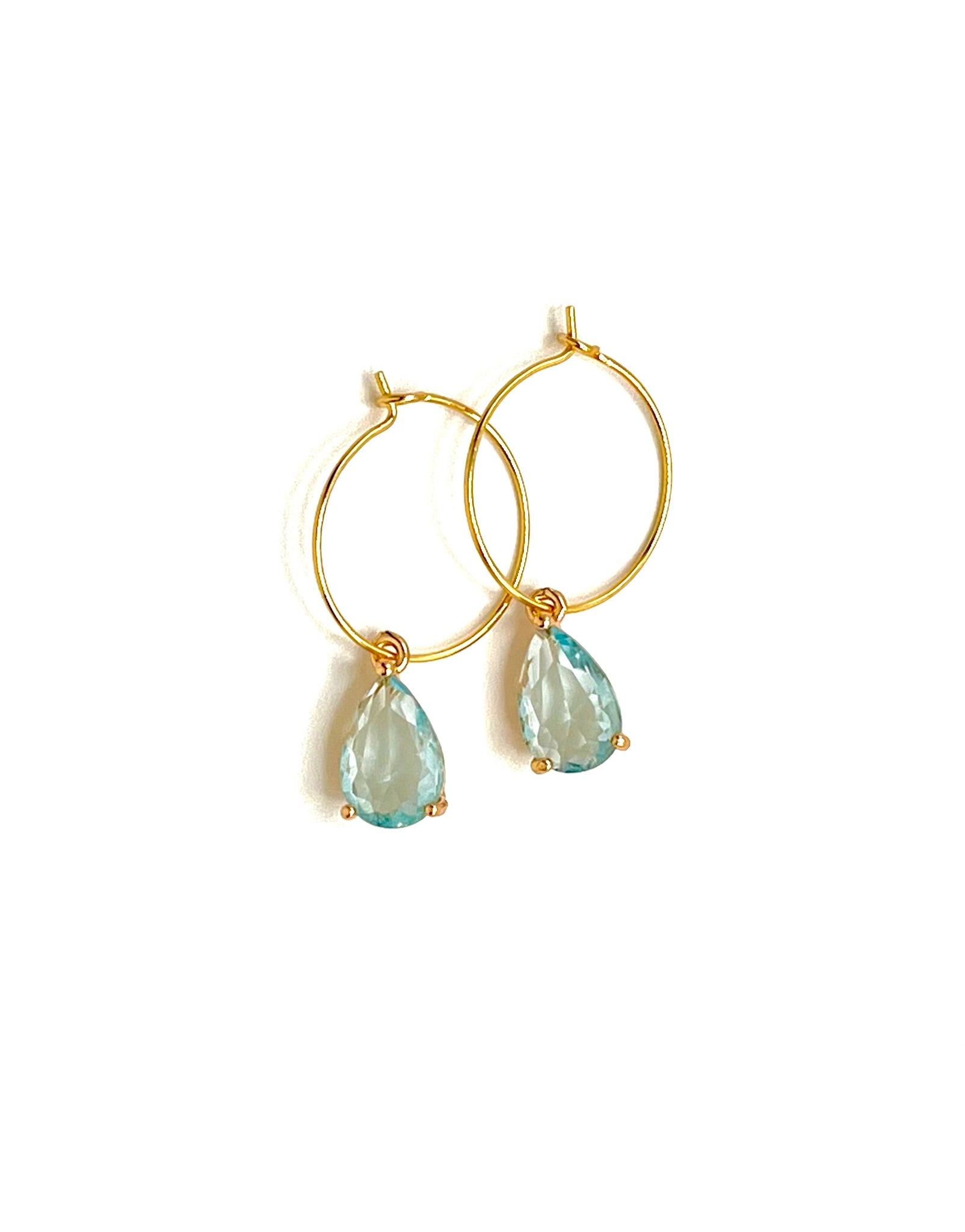 Pear Aqua Mini Hoop Earrings 18k – Lemon Street Box