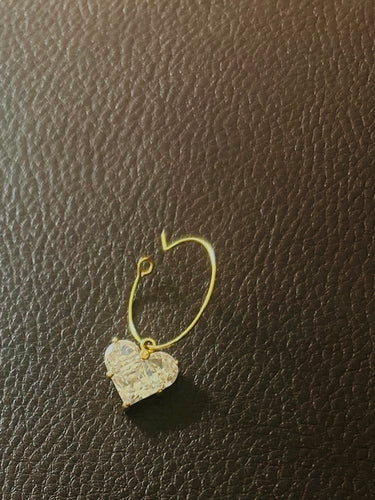 CZ Heart 18k Mini Hoop Earrings