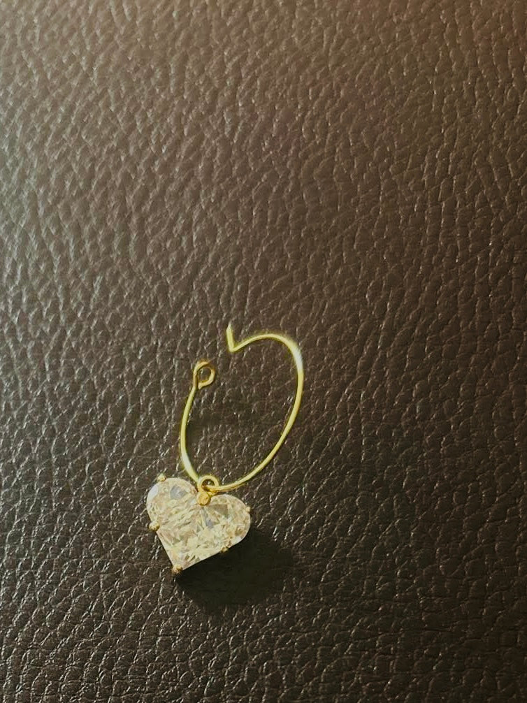 CZ Heart 18k Mini Hoop Earrings