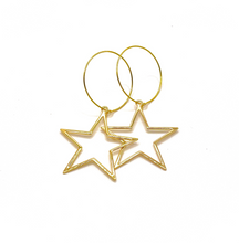 Load image into Gallery viewer, Hollow Star Hoop Earrings 18k