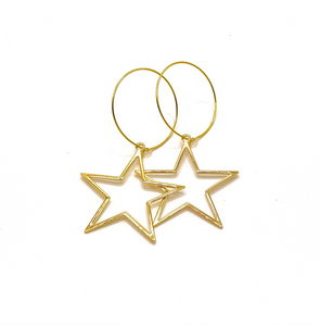 Hollow Star Hoop Earrings 18k