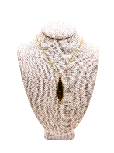 Faceted Smokey Pendant Necklace 18k