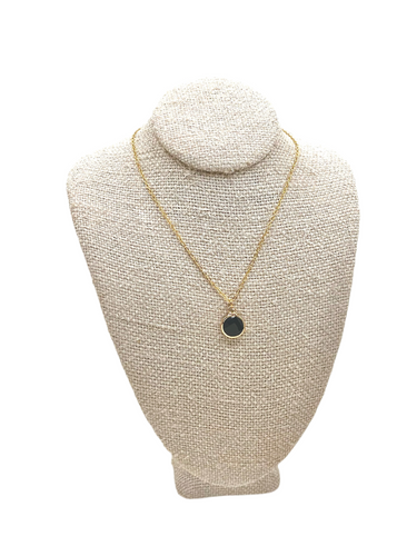 Round Black Charm Necklace 18k