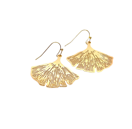 Ginko Leaf Earrings 18k