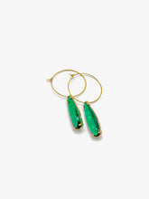 Load image into Gallery viewer, Faceted Emerald Hoop Earrings