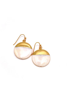Gold Dipped Mother Of Pearl Earrings