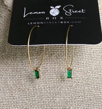 Load image into Gallery viewer, Emerald Cut Hoop Earrings