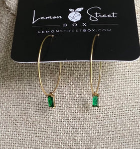 Emerald Cut Hoop Earrings