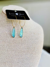 Load image into Gallery viewer, Faceted Turquoise Hoop Earrings